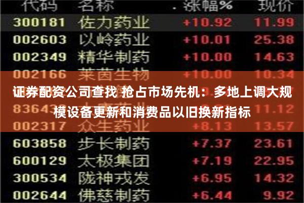 证券配资公司查找 抢占市场先机：多地上调大规模设备更新和消费品以旧换新指标