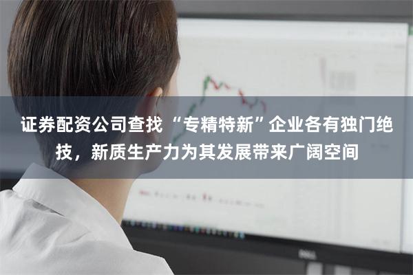 证券配资公司查找 “专精特新”企业各有独门绝技，新质生产力为其发展带来广阔空间