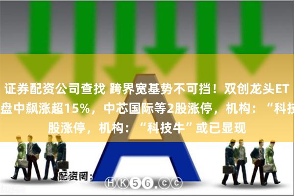 证券配资公司查找 跨界宽基势不可挡！双创龙头ETF（588330）盘中飙涨超15%，中芯国际等2股涨停，机构：“科技牛”或已显现